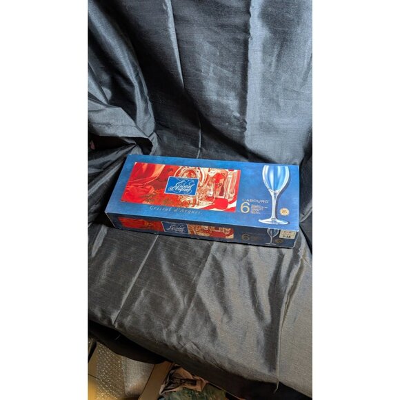 6 vintage Cristal D'arques box of six large red wine glasses 6 ounce - new - Picture 2 of 8